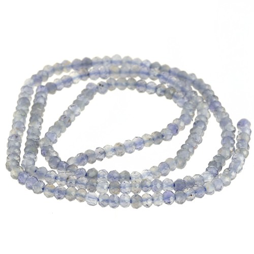 Perle di pietra semipreziosa tonda appiattita sfaccettata 3x2 mm - Iolite x39cm