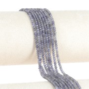 Perle di pietra semipreziosa tonda appiattita sfaccettata 3x2 mm - Iolite x39cm