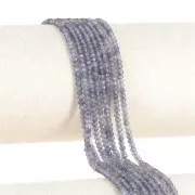 Perle di pietra semipreziosa tonda appiattita sfaccettata 3x2 mm - Iolite x39cm