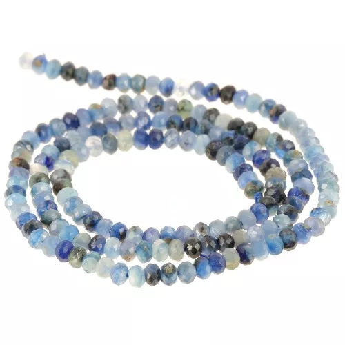 Perle di pietra semipreziosa tonda appiattita sfaccettata 3x2 mm - Kyanite x38cm