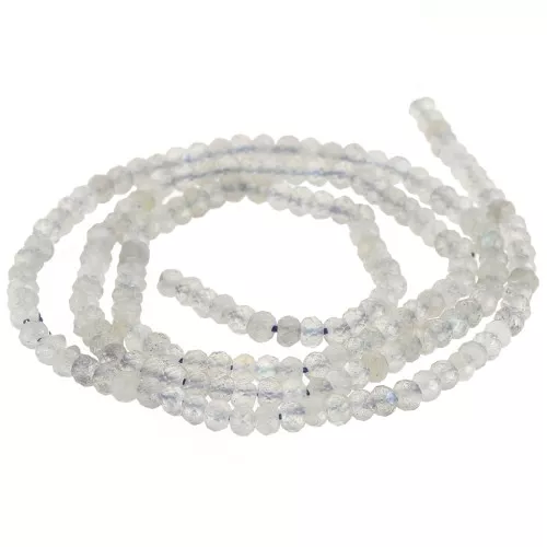 Perle di pietra semipreziosa tonda appiattita sfaccettata 3x2 mm - Labradorite x39cm