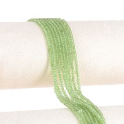 Perle di pietra semipreziosa tonda appiattita sfaccettata 3x2 mm - Peridot x39cm