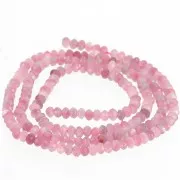Perle rotonde appiattite sfaccettate 3x2mm pietra semipreziosa Tormalina rosax39cm