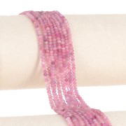 Perle rotonde appiattite sfaccettate 3x2mm pietra semipreziosa Tormalina rosax39cm