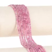 Perle rotonde appiattite sfaccettate 3x2mm pietra semipreziosa Tormalina rosax39cm