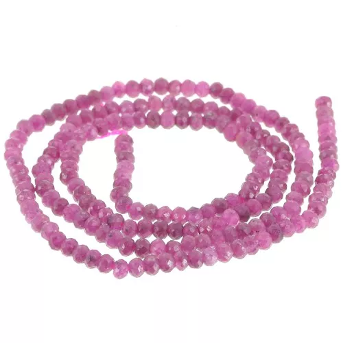 Perle tonde appiattite sfaccettate 3x2mm Pietra semipreziosa Imitazion rubinox39cm