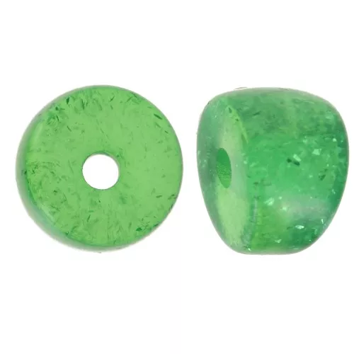 Perline separatrici a tubo curvo - 8x6 mm in acrilico - Verde glitter x6