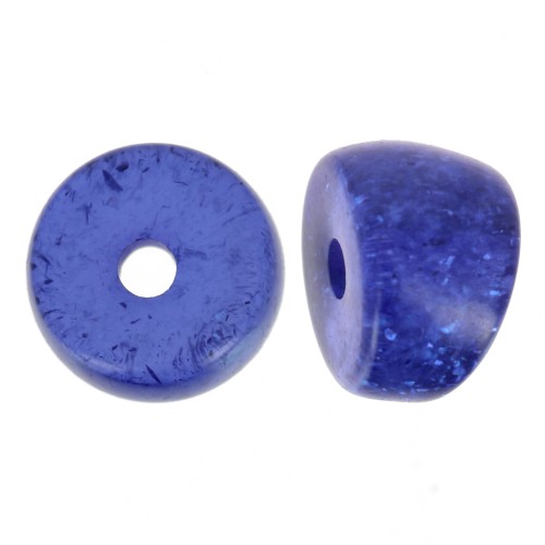 Perline separatrici a tubo curvo - 8x6 mm in acrilico - Blu scuro glitter x6