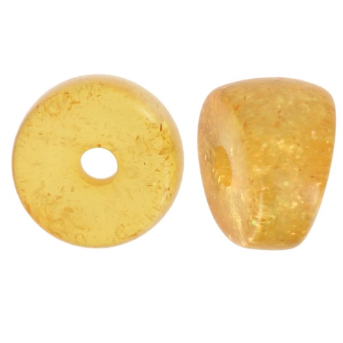 Perline separatrici a tubo curvo - 8x6 mm in acrilico - Giallo scuro glitter x6