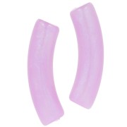 Perline tubolari curve in acrilico traslucido 33x8 mm - Perla lilla marmorizzata x6