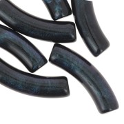 Perline tubolari curve in acrilico opaco 33x8 mm - Perla nera marmorizzata x6|raw }}