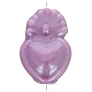 Perlina cuore messicana Ex-voto in ceramica 15x10 mm - Viola iridescente x1