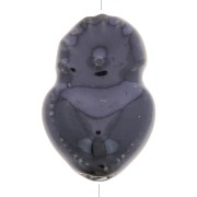 Perla cuore messicana Ex-voto in ceramica 15x10 mm - Nero iridescente x1