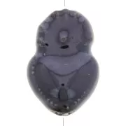 Perla cuore messicana Ex-voto in ceramica 15x10 mm - Nero iridescente x1