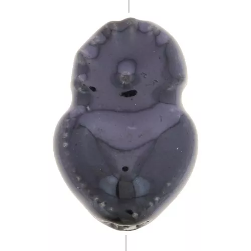 Perla cuore messicana Ex-voto in ceramica 15x10 mm - Nero iridescente x1
