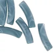 Perline tubolari curve 19x5 mm in acrilico opaco - Blu grigio marmorizzato x10