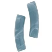 Perline tubolari curve 19x5 mm in acrilico opaco - Blu grigio marmorizzato x10