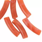 Perline tubolari curve 19x5 mm in acrilico opaco - Terracotta marmorizzata x10