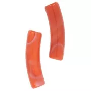 Perline tubolari curve 19x5 mm in acrilico opaco - Terracotta marmorizzata x10