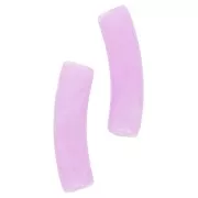 Perline tubolari curve 19x5 mm in acrilico opaco - Lilla marmorizzato x10