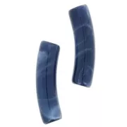 Perline tubolari curve 19x5 mm in acrilico opaco - Blu notte marmorizzato x10