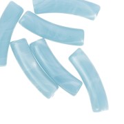 Perline tubolari curve in acrilico opaco 19x5 mm - Azzurro marmorizzato x10