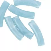Perline tubolari curve in acrilico opaco 19x5 mm - Azzurro marmorizzato x10