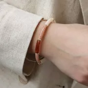 Perle tubolari curve in acrilico opaco 19x5 mm - Azzurro marmorizzato x10