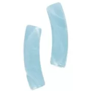 Perline tubolari curve in acrilico opaco 19x5 mm - Azzurro marmorizzato x10