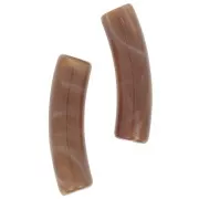 Perline tubolari curve 19x5 mm in acrilico opaco - Marrone marmorizzato x10
