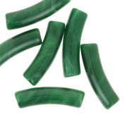 Perle tubolari curve 19x5 mm in acrilico opaco - Verde scuro marmorizzato x10