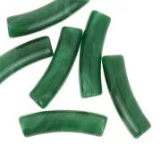 Perle tubolari curve 19x5 mm in acrilico opaco - Verde scuro marmorizzato x10