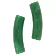 Perle tubolari curve 19x5 mm in acrilico opaco - Verde scuro marmorizzato x10