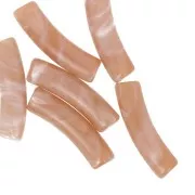 Perline tubolari curve 19x5 mm in acrilico opaco - Marrone chiaro marmorizzato x10