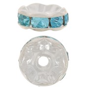 Perla rondella Strass mm. 8 argentato/Aquamarine x1|raw }}