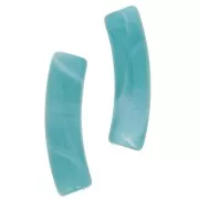 Perla a tubo ricurvo 19x5 mm in acrilico opaco - Blu anatra marmorizzato x10
