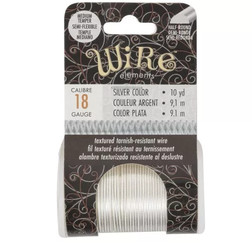 Filo di rame tondo testurizzato da 1,02 mm, semiduro - Argentato anti-ossidazione, 9,1 m