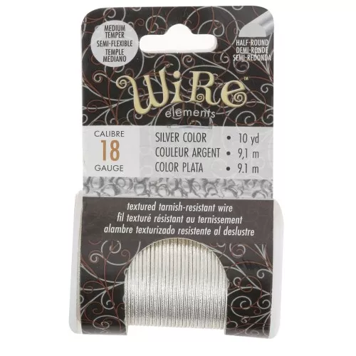 Filo di rame tondo martellato da 1,02 mm, semiduro - Argentato anti-ossidazione x9.1m