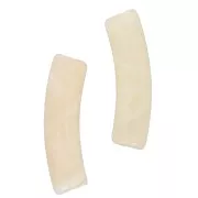 Perline tubolari curve 19x5 mm in acrilico traslucido - Ecru marmorizzato x10