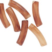 Perline tubolari curve 19x5 mm in acrilico trasparente - Marrone marmorizzato x10