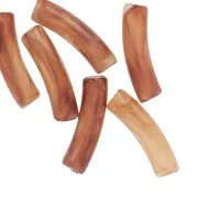 Perline tubolari curve 19x5 mm in acrilico trasparente - Marrone marmorizzato x10