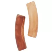 Perle tubolari curve in acrilico trasparente 19x5 mm - marrone marmorizzato x10