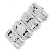 Rondelle Strass mm. 6 argentato/Crystal  x4