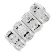 Rondelle Strass mm. 6 argentato/Crystal  x4
