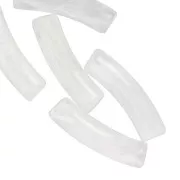 Perline tubolari curve 19x5 mm in acrilico trasparente - Bianco marmorizzato x10
