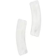 Perle tubolari curve in acrilico trasparente 19x5 mm - Bianco marmorizzato x10