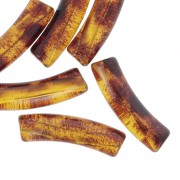 Perle a tubo curvo in acrilico trasparente 19x5 mm - Marrone maculato x10|raw }}