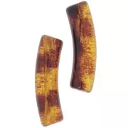 Perline tubolari curve in acrilico trasparente 19x5 mm - Marrone screziato x10