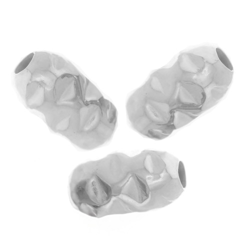 Perle di oliva 5x3 mm effetto stropicciato - Argento 925 x20