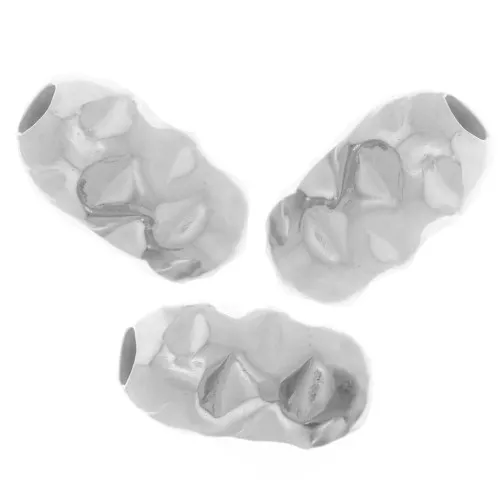 Perle di oliva 7x4 mm effetto stropicciato - Argento 925 x10